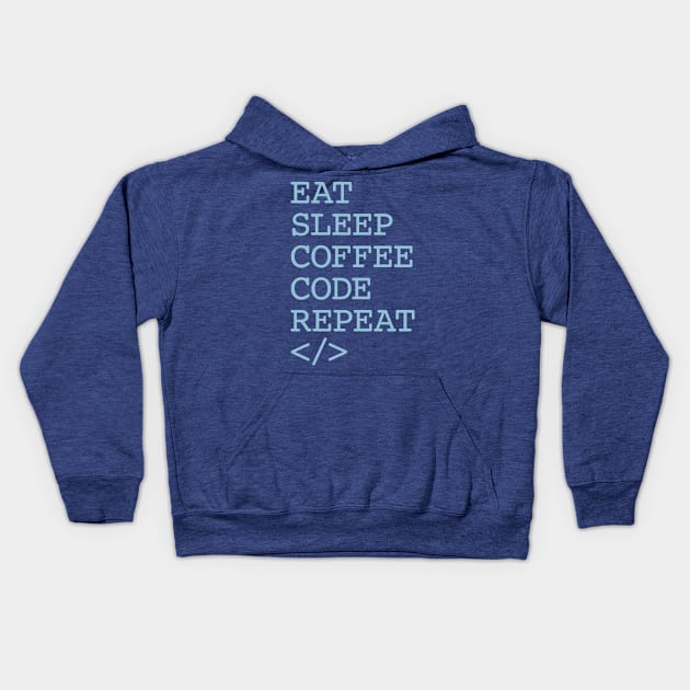 Coffee Code Repeat Kids Hoodie by oddmatter